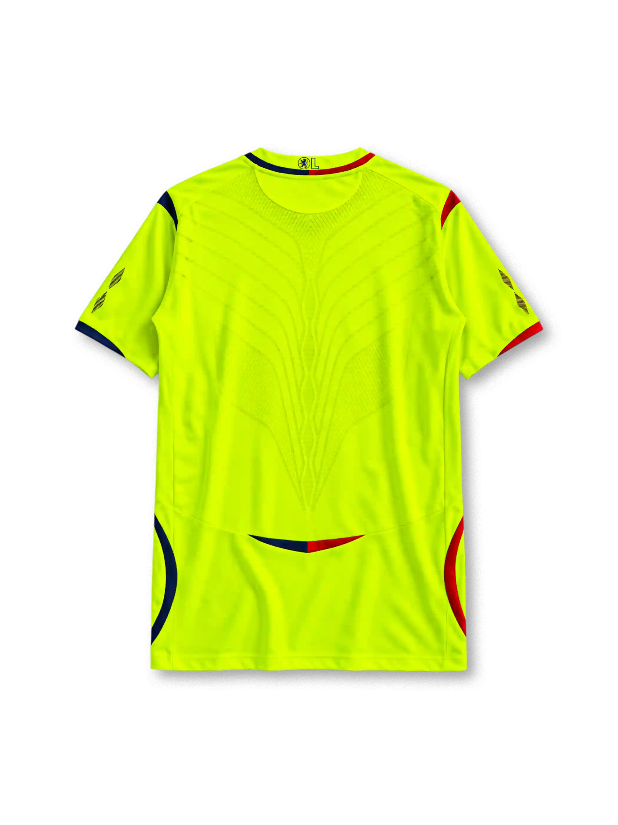 Olympique Lyonnais 2008-09 third jersey Umbro front view yellow navy stripe