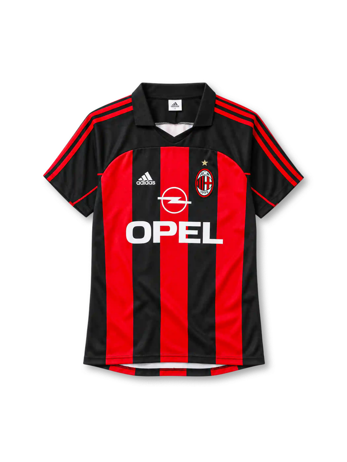AC Milan 2000-02 home jersey adidas front view red black stripes