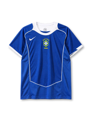 Brazil 2004 away jersey Nike front view blue five star crest