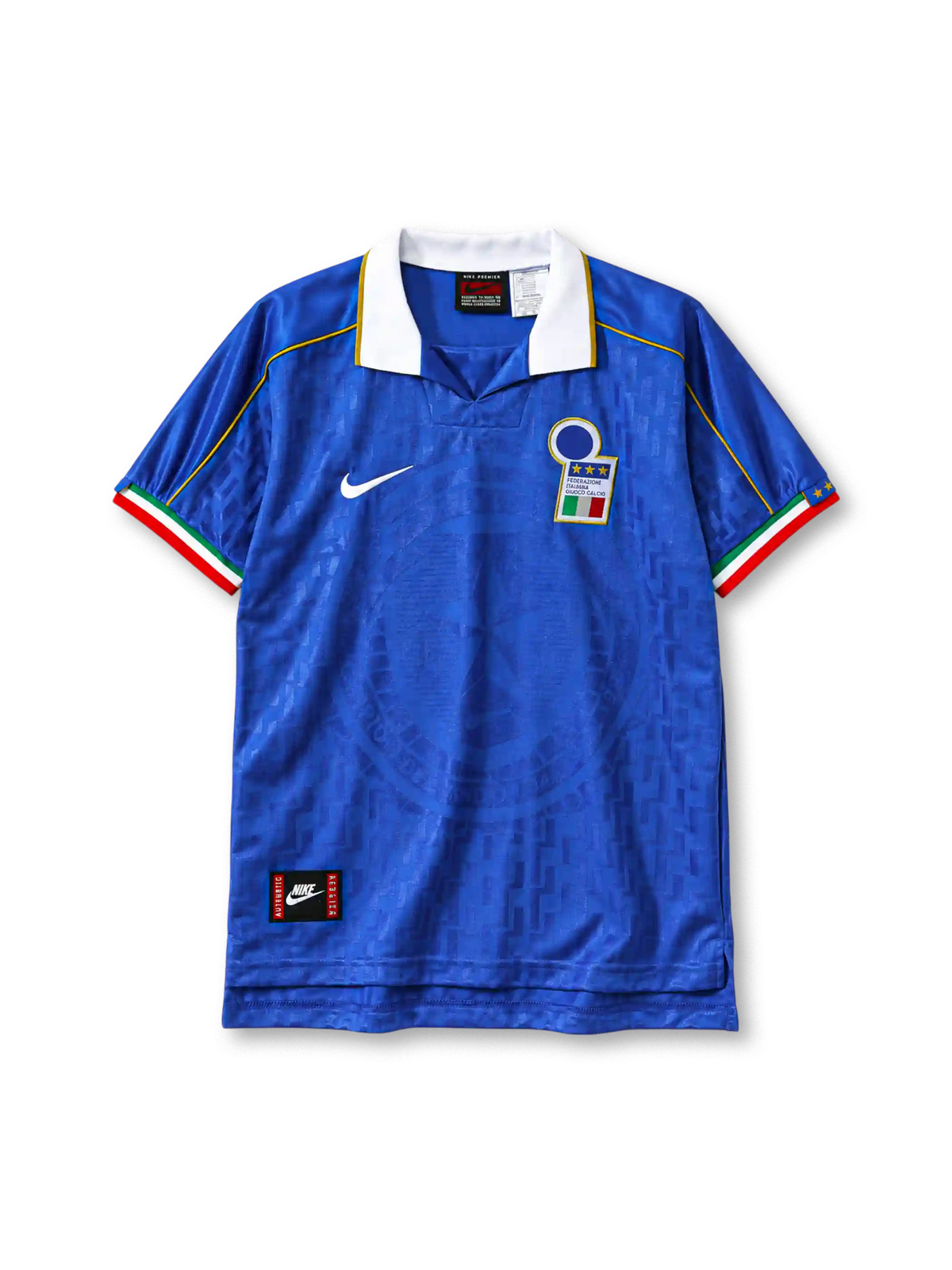 Italy 1995 home jersey Nike front view blue gold piping