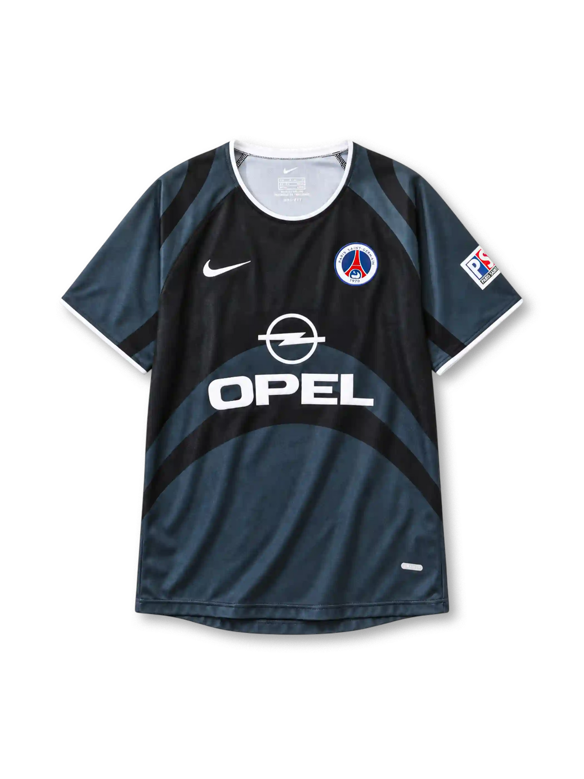 Paris Saint-Germain 2001-02 third jersey Nike front view black grey swirl