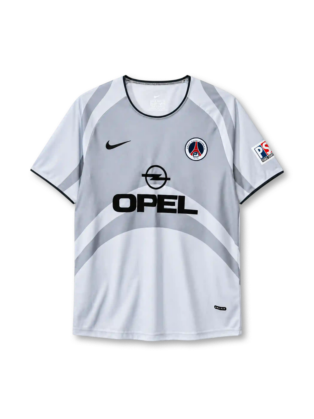 Paris Saint-Germain 2001-02 away jersey Nike front view white grey swirl