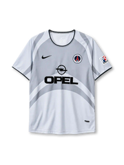 Paris Saint-Germain 2001-02 away jersey Nike front view white grey swirl