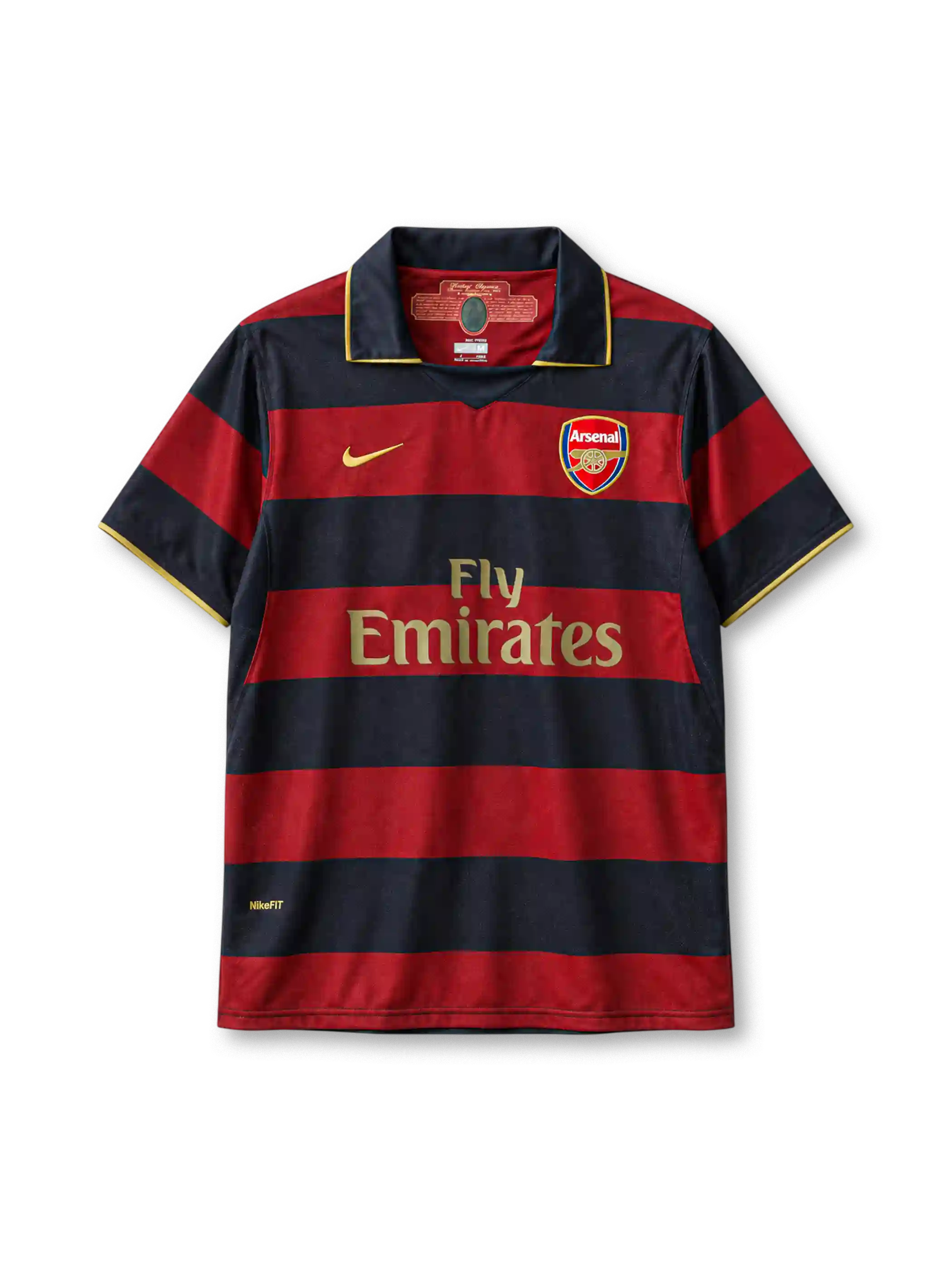 Arsenal 2007-08 third jersey Nike front view maroon navy stripes
