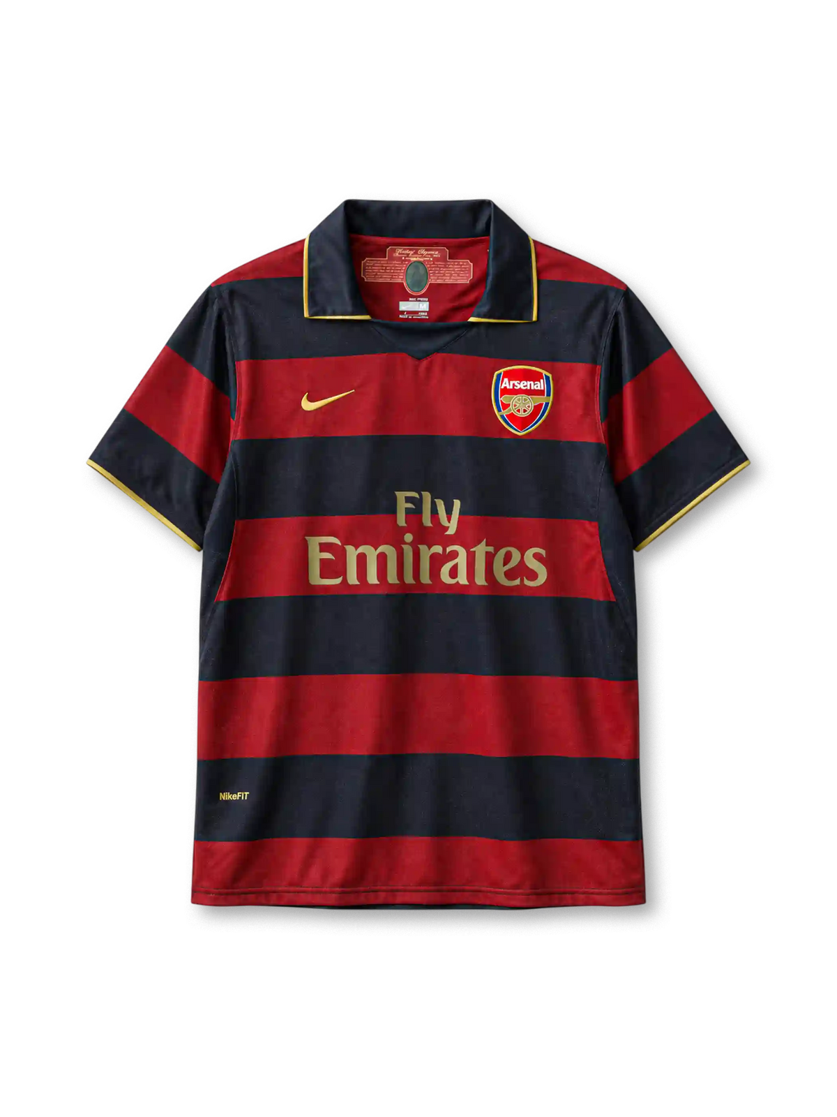 Arsenal 2007-08 third jersey Nike front view maroon navy stripes