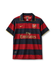 Arsenal 2007-08 third jersey Nike front view maroon navy stripes