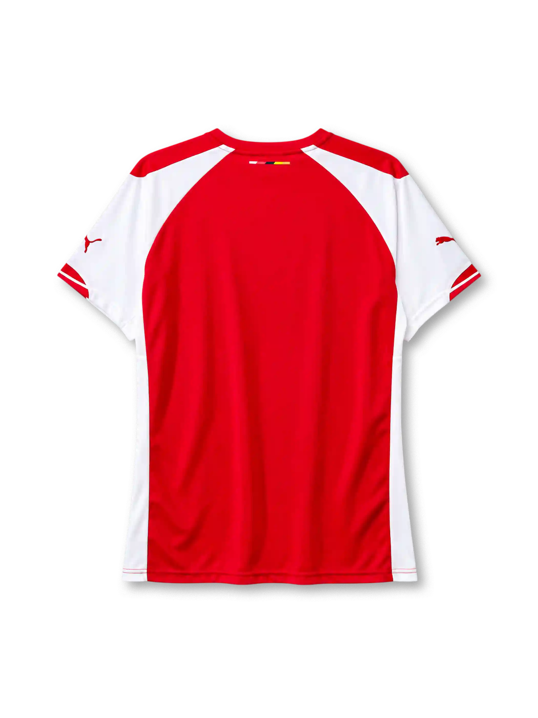 Arsenal 2014-15 home jersey Puma front view red white sleeves