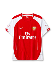 Arsenal 2014-15 home jersey Puma front view red white sleeves