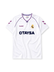 Real Madrid 1990-92 home jersey Hummel front view white purple trim