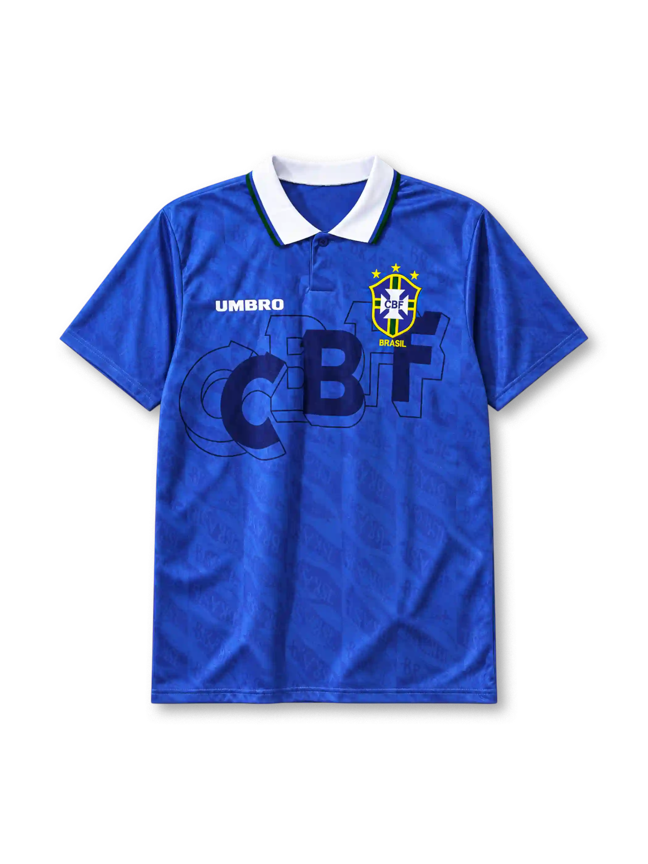 Brazil 1993-94 away jersey Umbro front view blue CBF graphic
