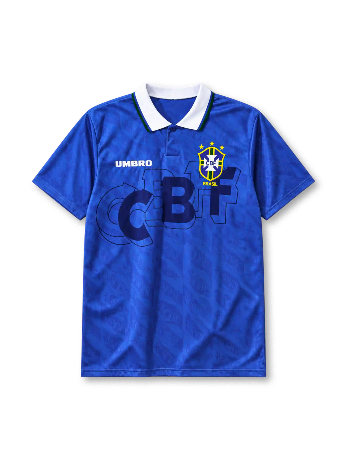 Brazil 1993-94 away jersey Umbro front view blue CBF graphic