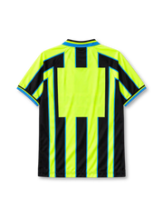 Manchester City 1998-99 away jersey Kappa front view neon yellow black stripes