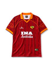 AS Roma 1999-2000 home jersey Diadora front view red orange wing sleeves