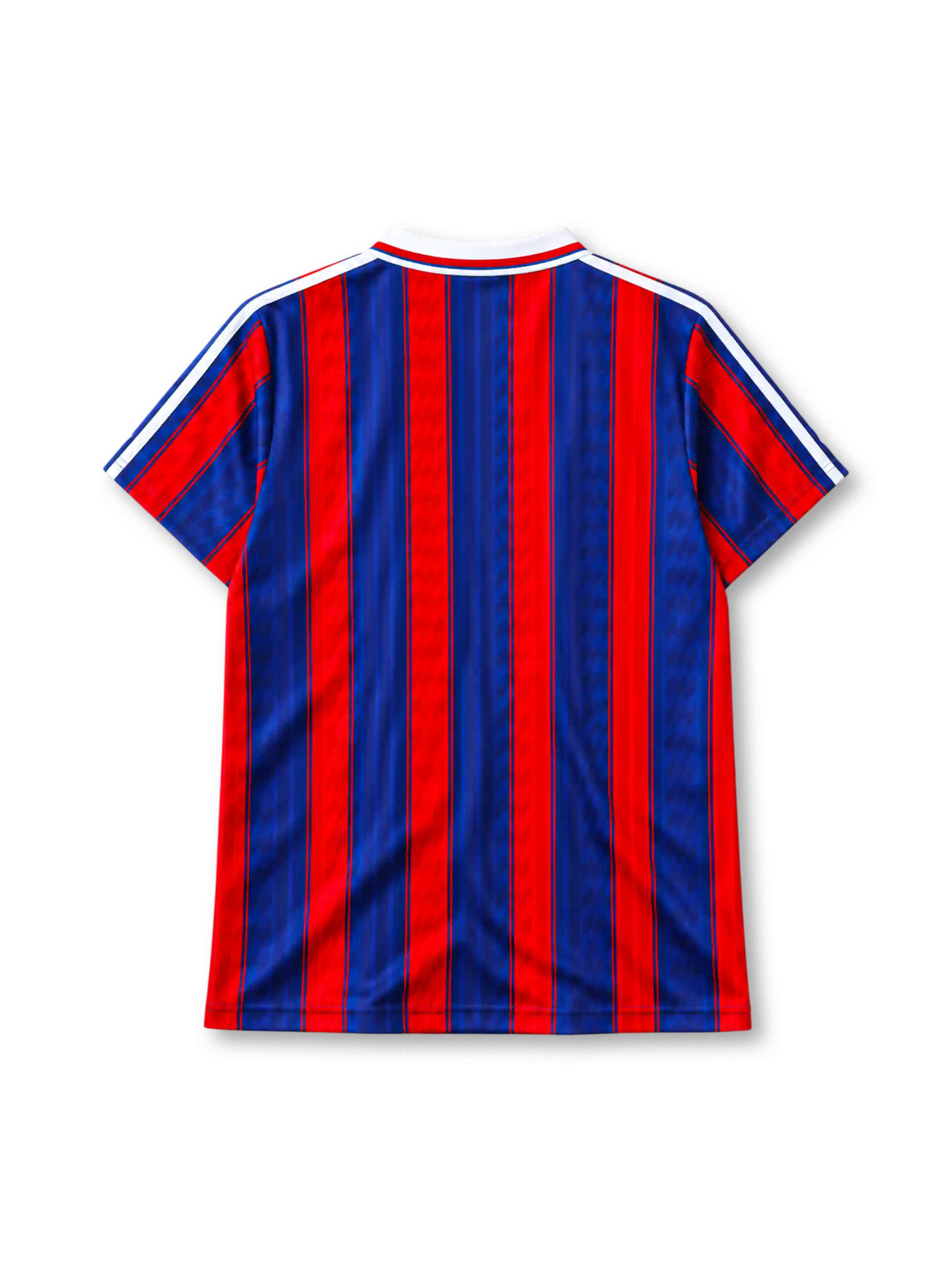 Bayern Munich 1995-97 home jersey adidas front view red blue pinstripes