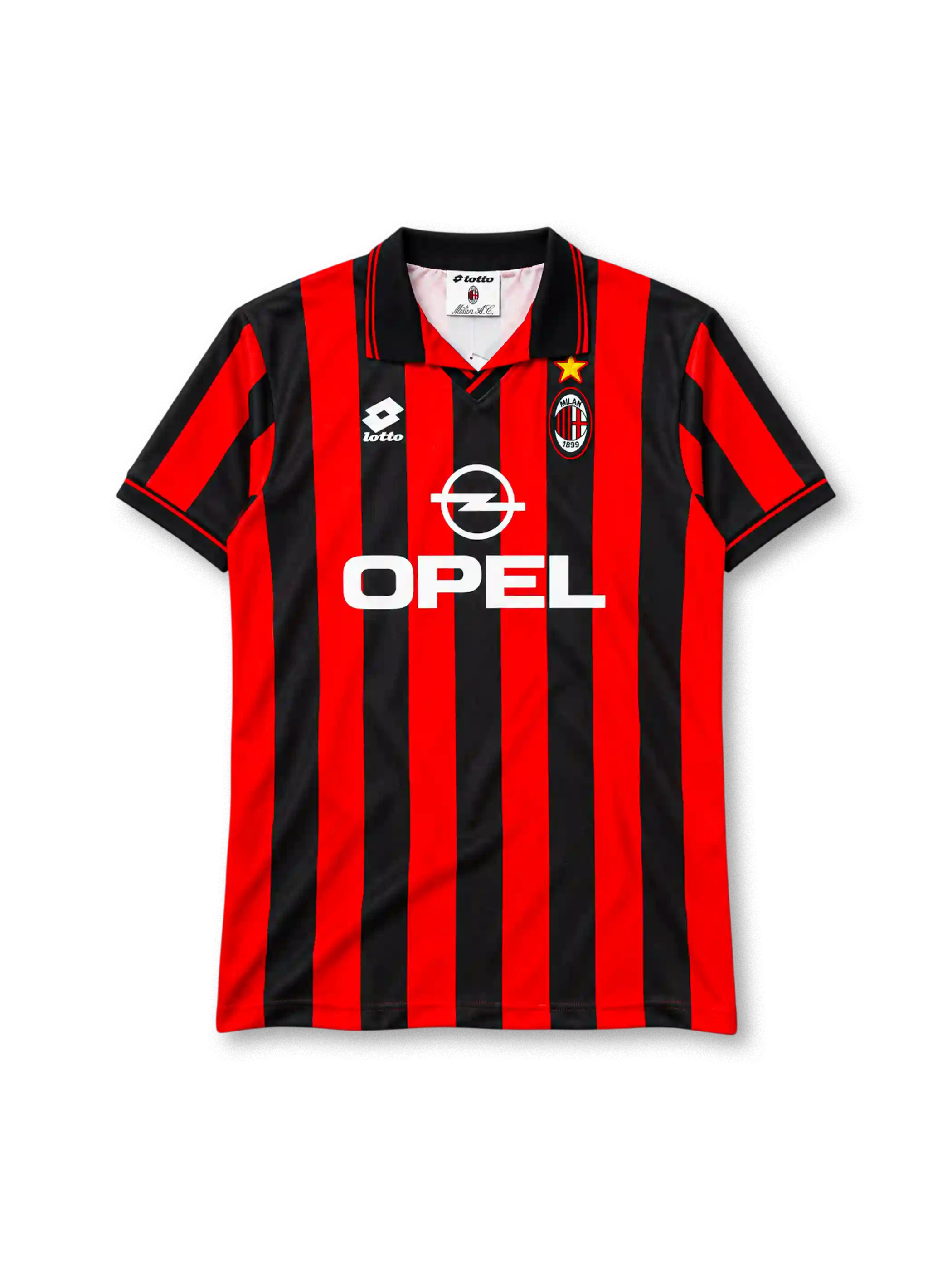 AC Milan 1996-97 home jersey Lotto front view red black stripes