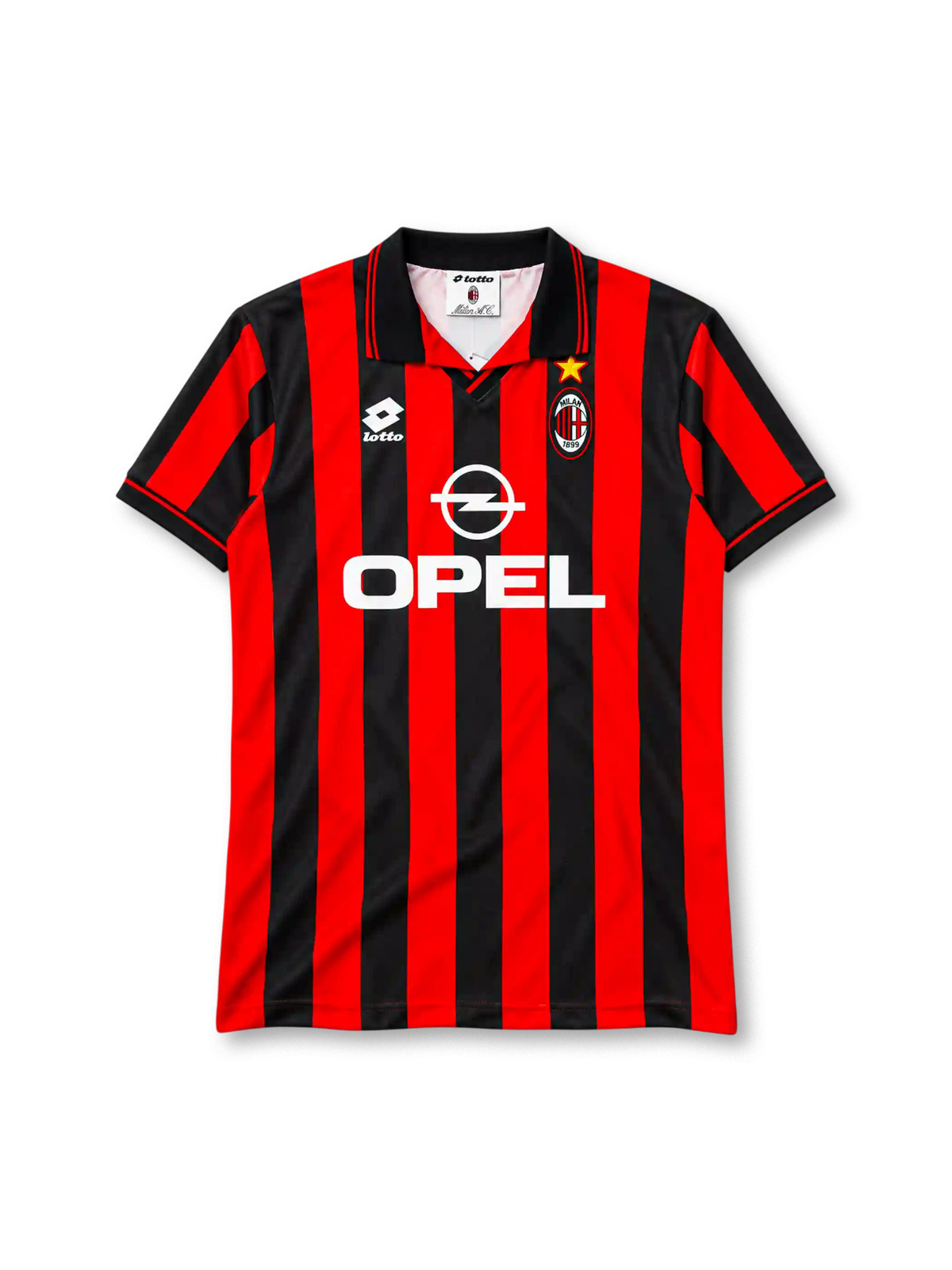 AC Milan 1996-97 home jersey Lotto front view red black stripes