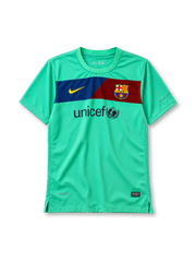 FC Barcelona 2010-11 away jersey Nike front view mint green Unicef