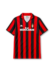 AC Milan 1988/89 home football jersey by Kappa with Mediolanum sponsor logo and scudetto shield