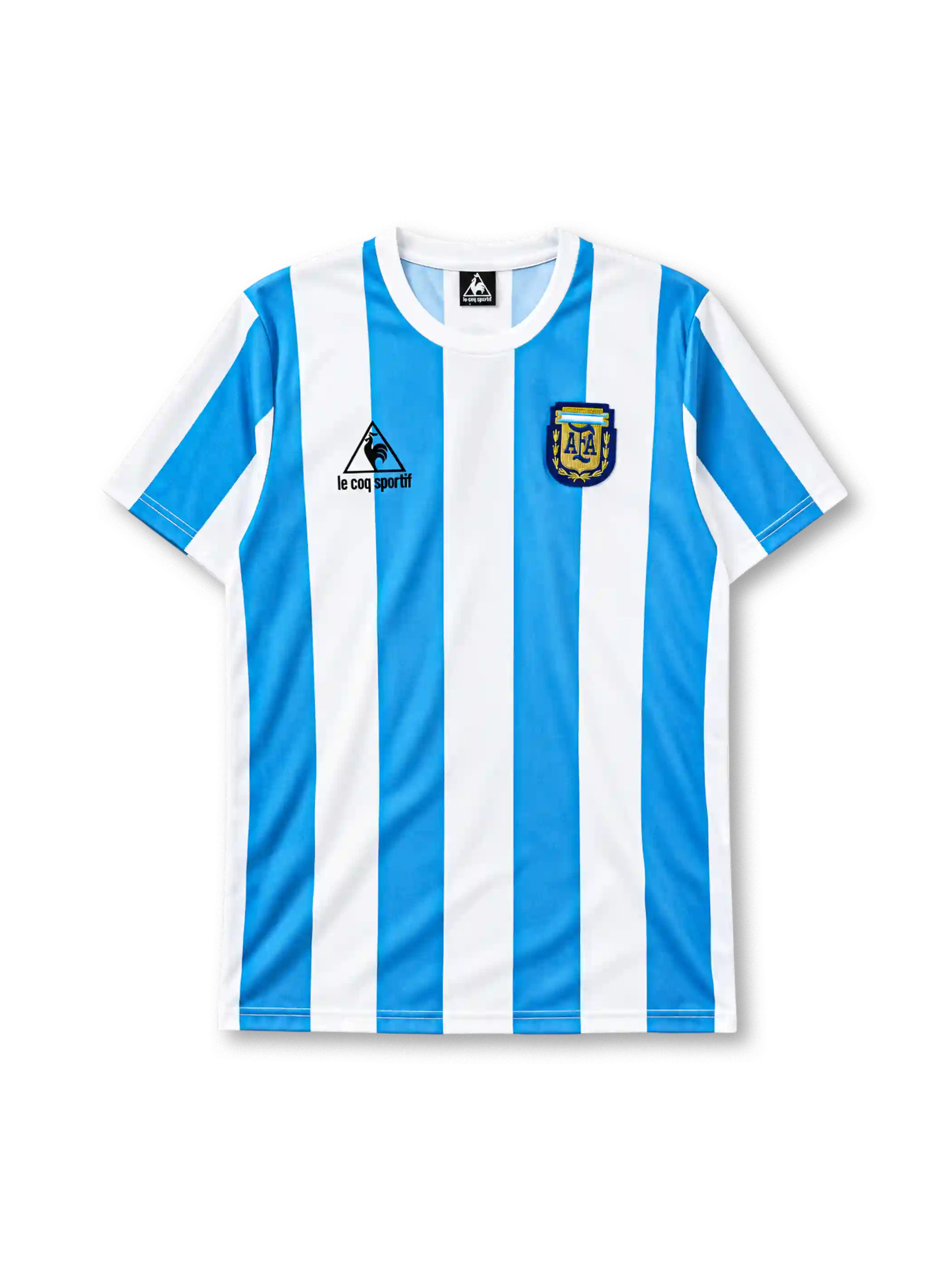 Argentina 1986 home football jersey by Le Coq Sportif from the World Cup kit era
