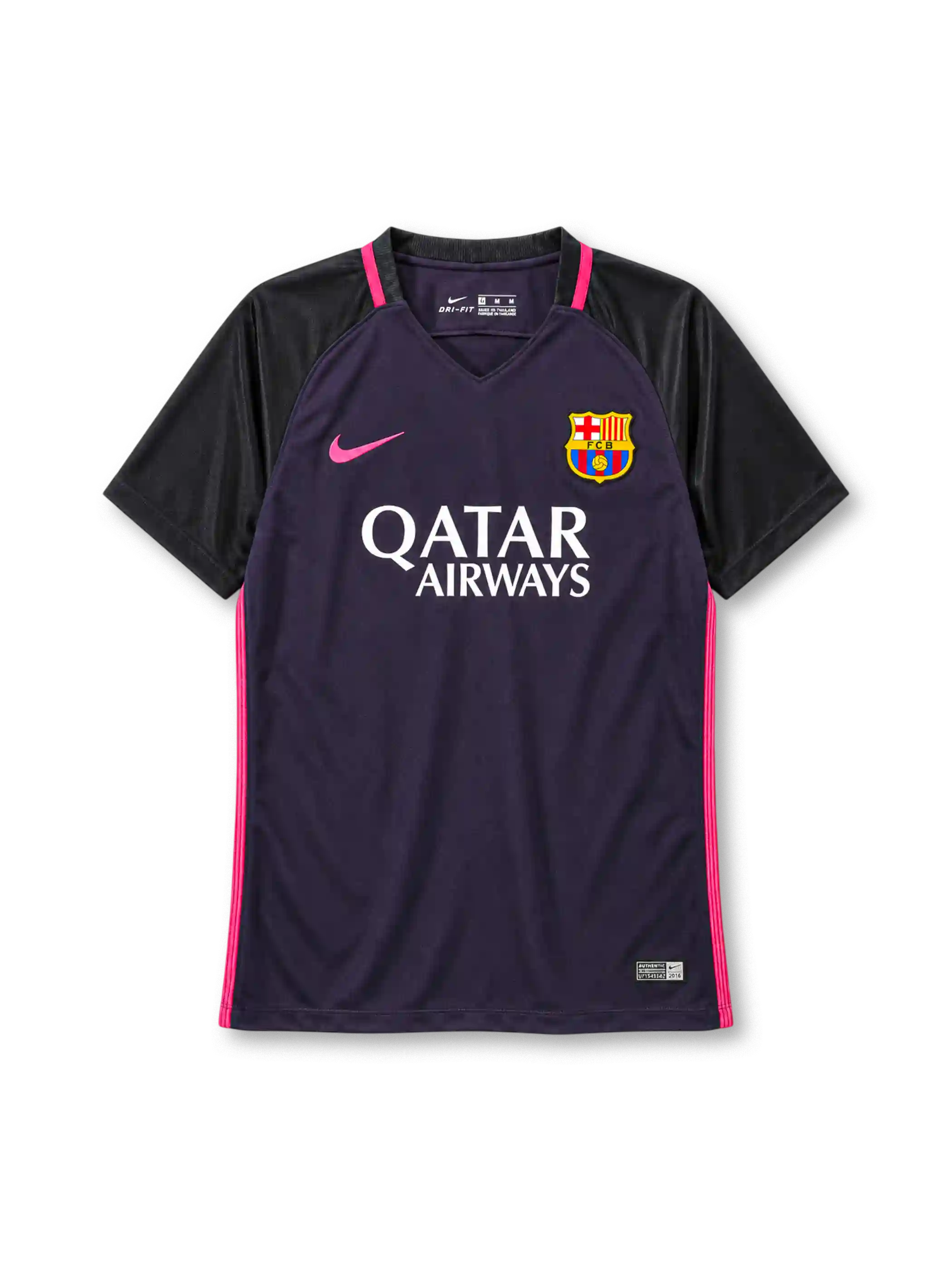 Barcelona 2016/17 away football jersey by Nike with Qatar Airways sponsor logo