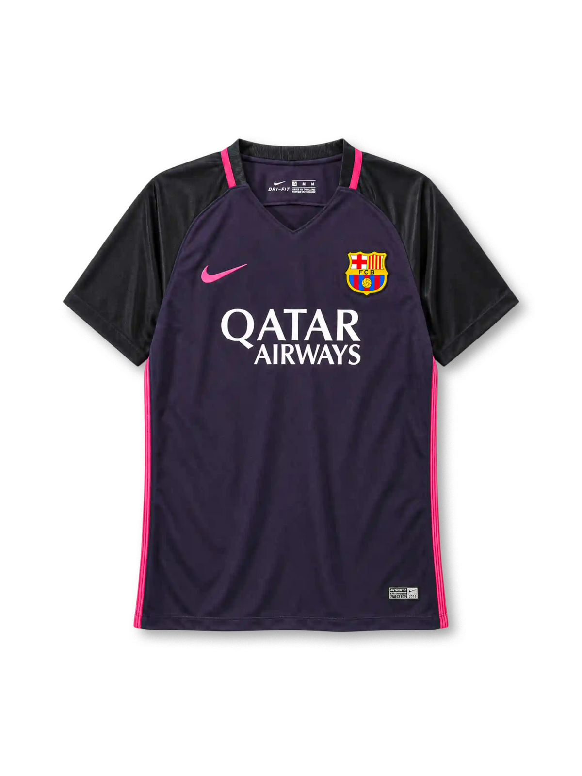 Barcelona 2016/17 away football jersey by Nike with Qatar Airways sponsor logo