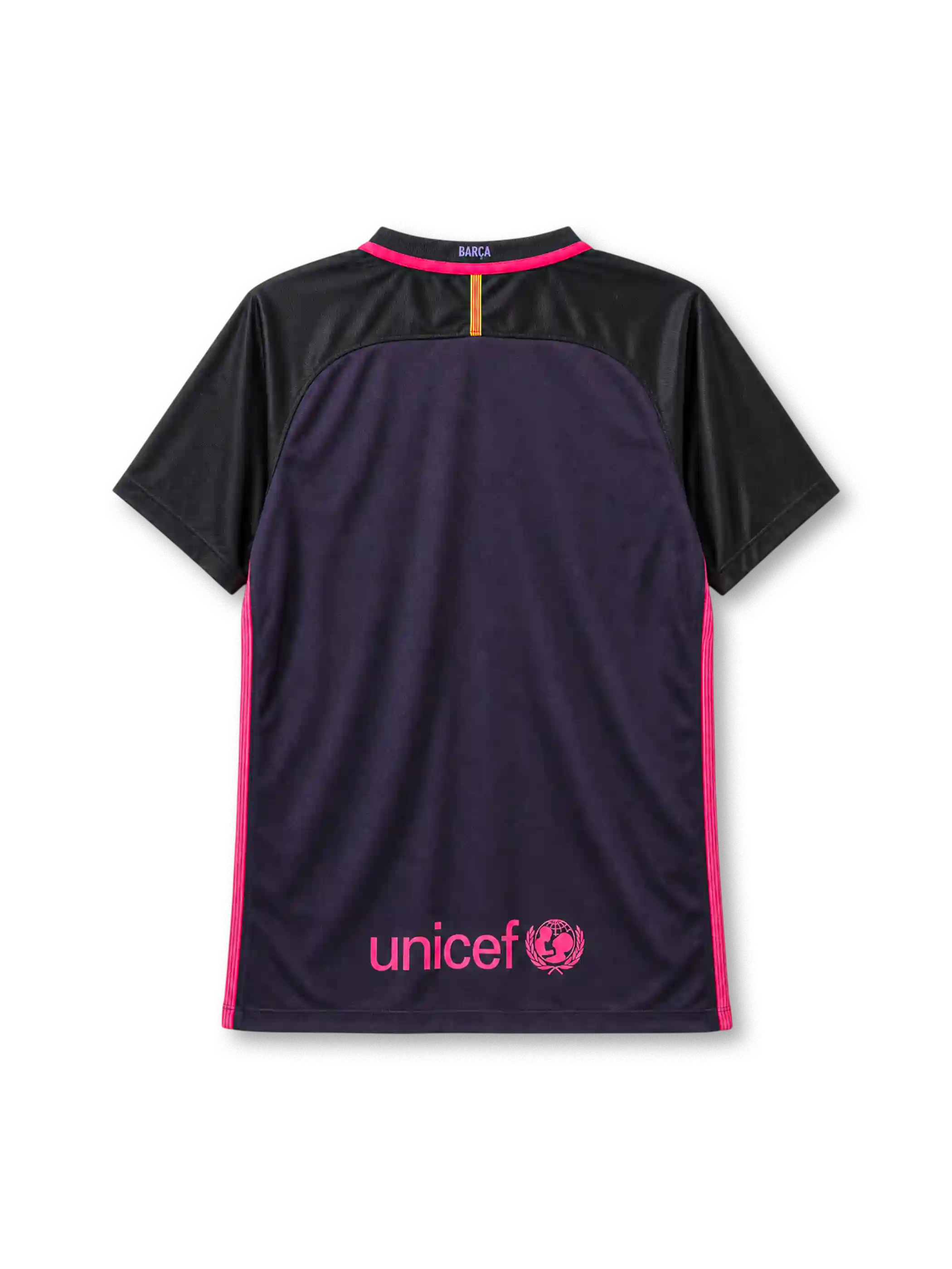 Barcelona 2016/17 away football jersey by Nike with Qatar Airways sponsor logo