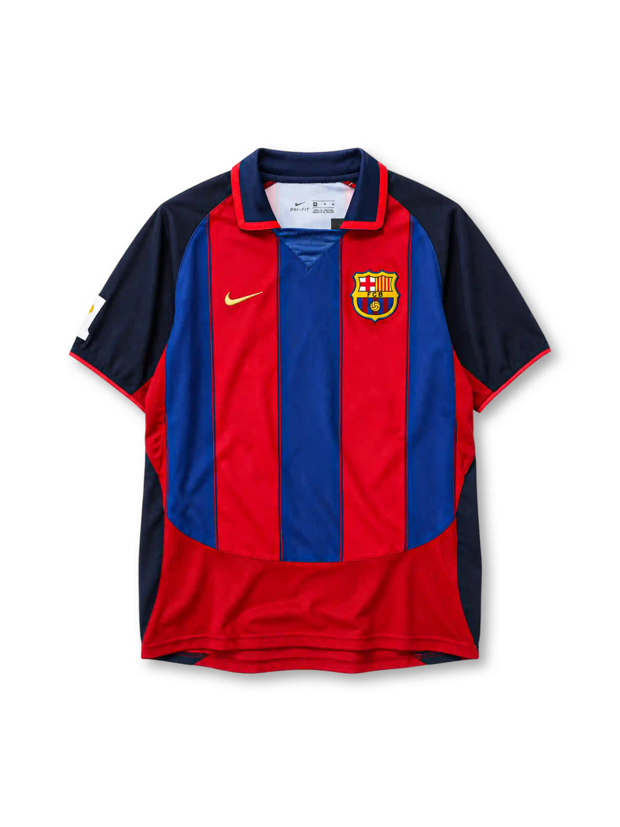 Barcelona 2003/04 home football jersey by Nike with navy sleeves