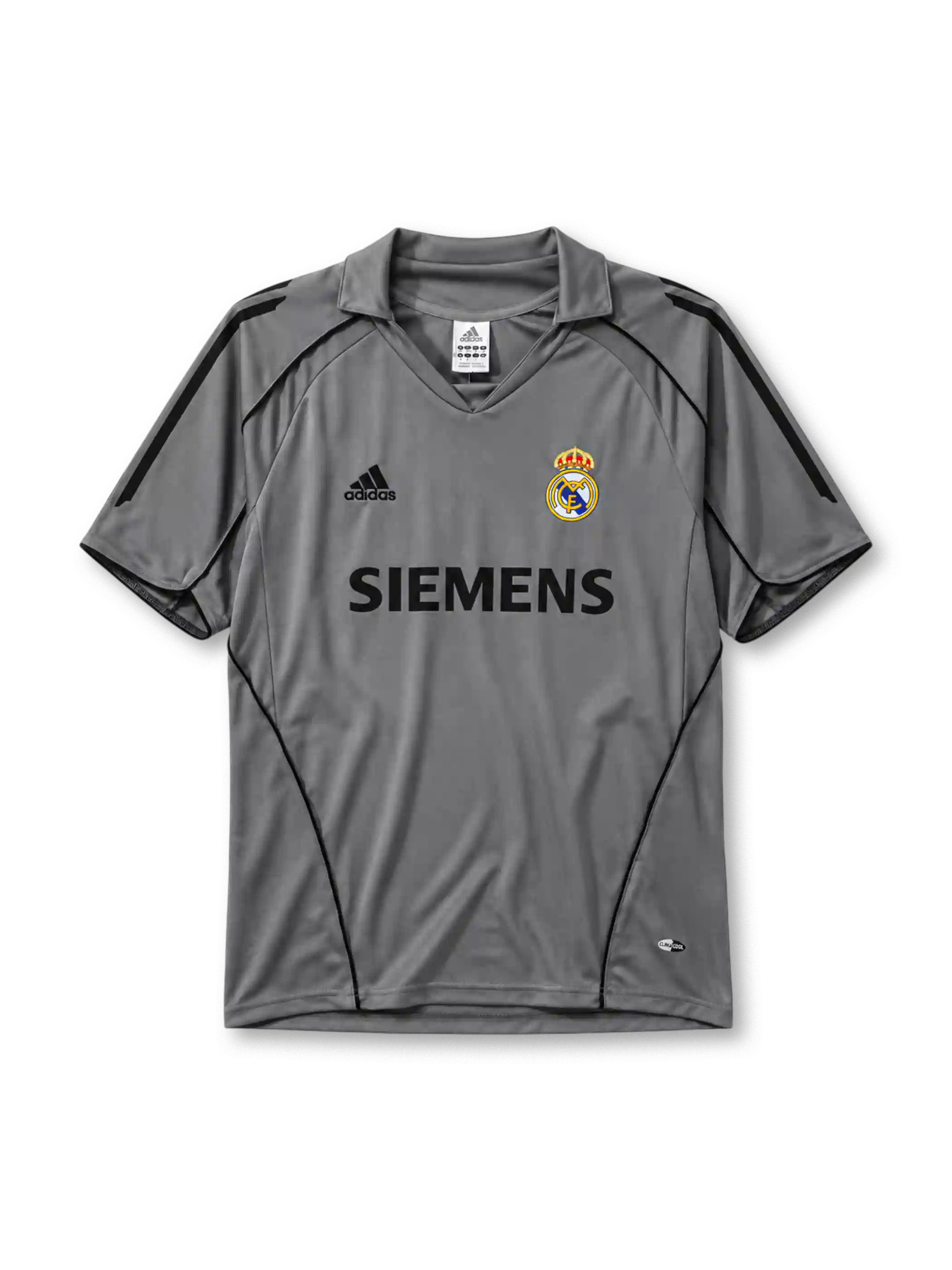 Real Madrid 2005-06 third jersey in grey with Siemens sponsor and Adidas ClimaCool branding