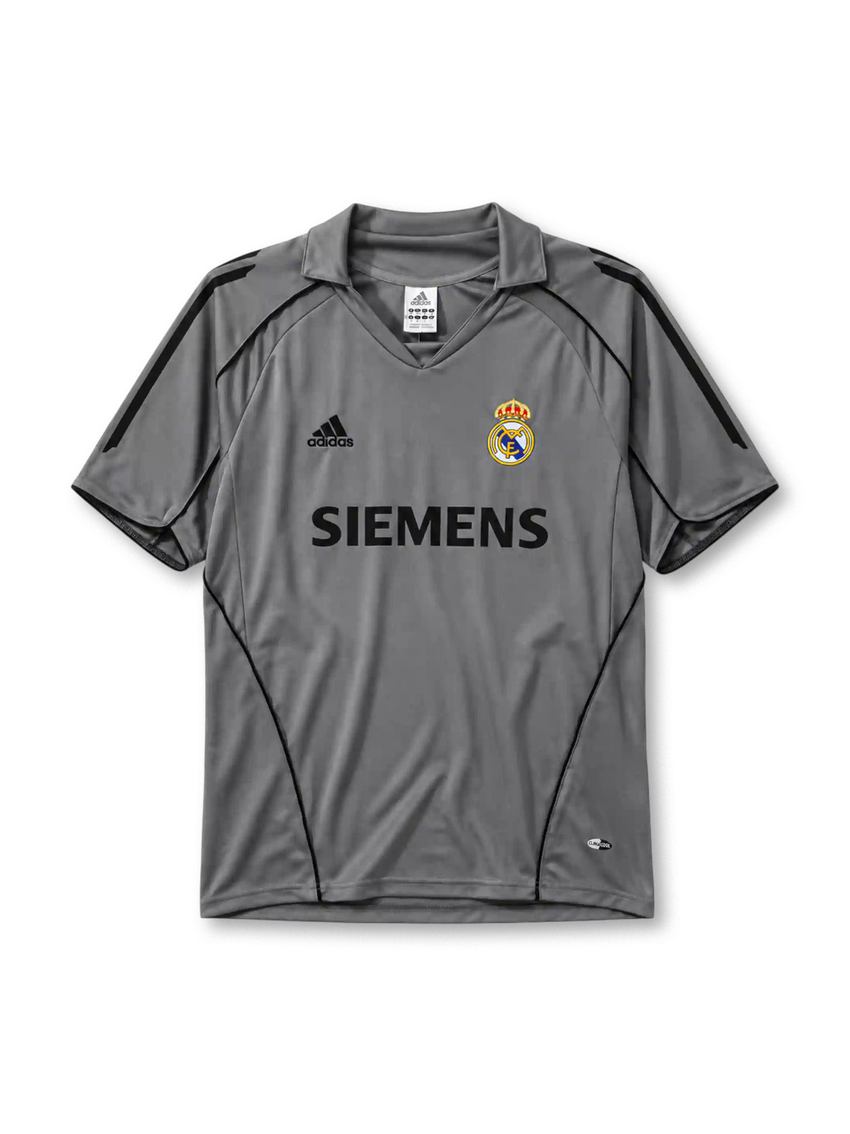 Real Madrid 2005-06 third jersey in grey with Siemens sponsor and Adidas ClimaCool branding