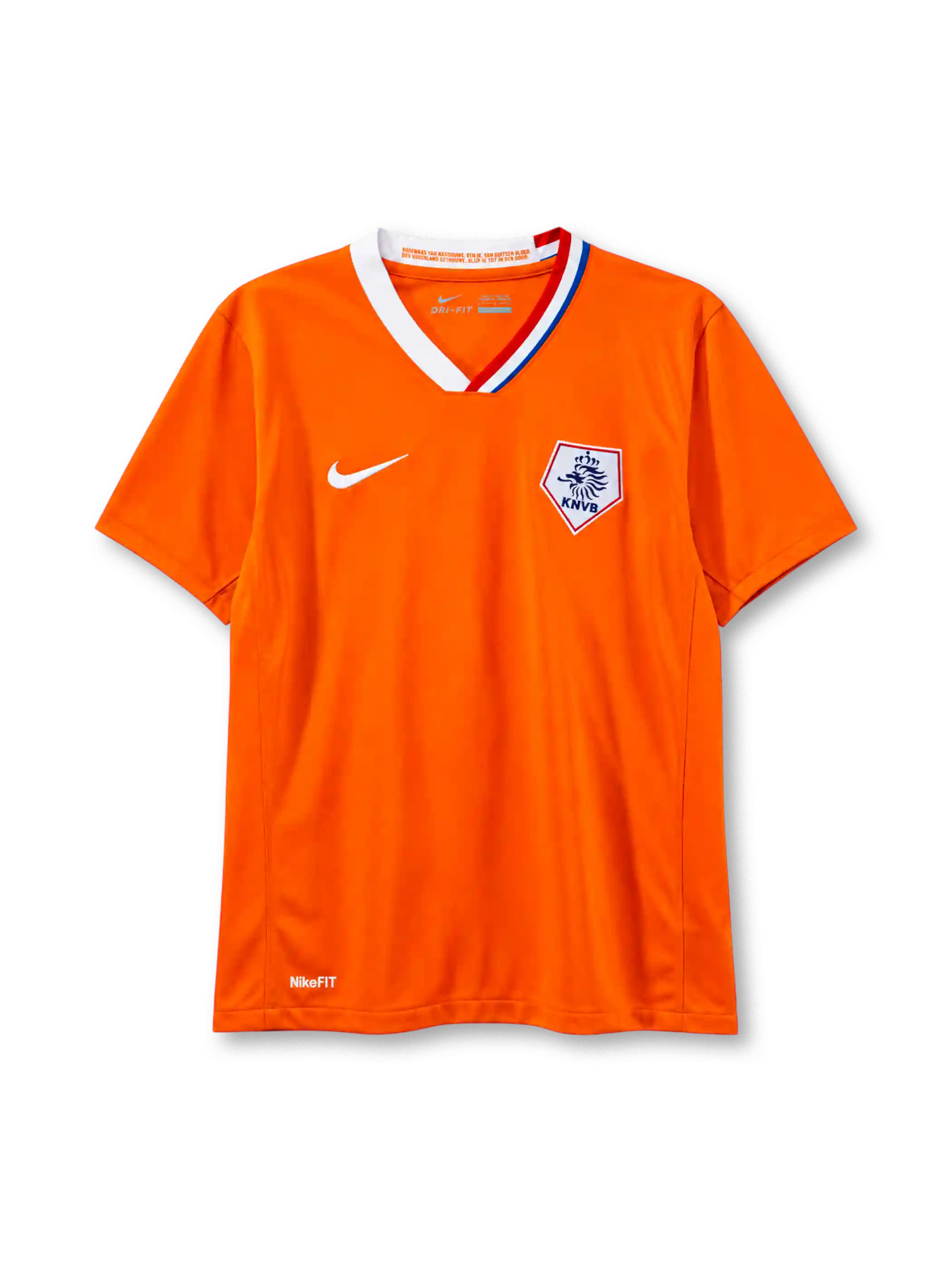 Netherlands 2008 home jersey in orange with KNVB lion crest and tricolor collar trim