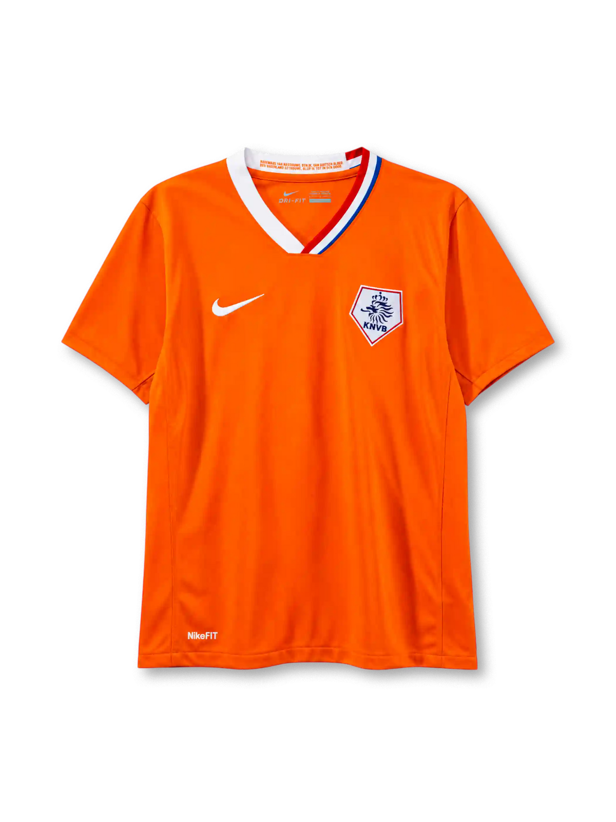 Netherlands 2008 home jersey in orange with KNVB lion crest and tricolor collar trim
