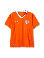Netherlands 2008 home jersey in orange with KNVB lion crest and tricolor collar trim