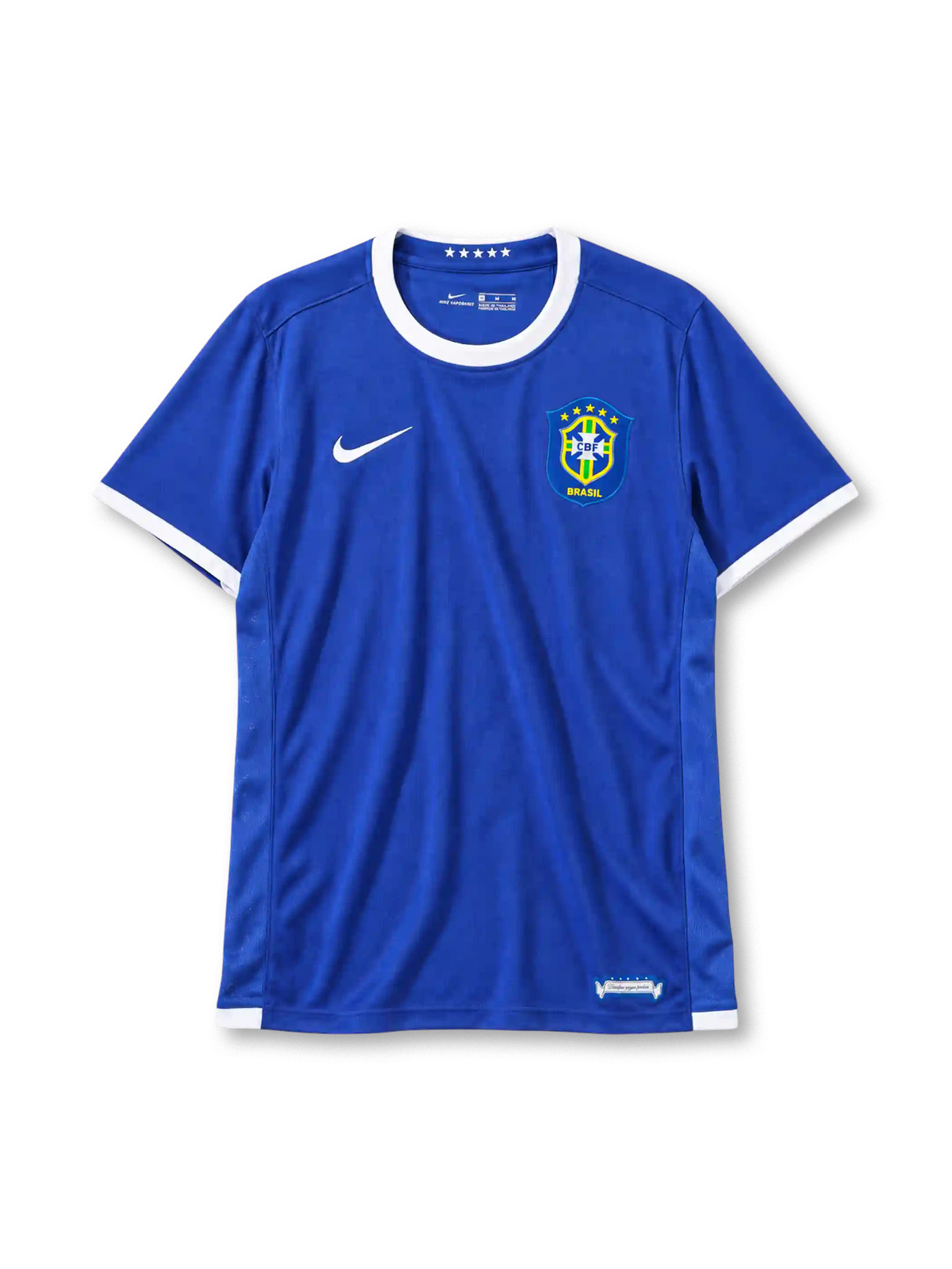 Brazil 2006 away jersey in blue with CBF crest and five-star ringer collar
