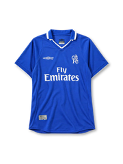 Chelsea 2001-03 home jersey Umbro front view blue Fly Emirates