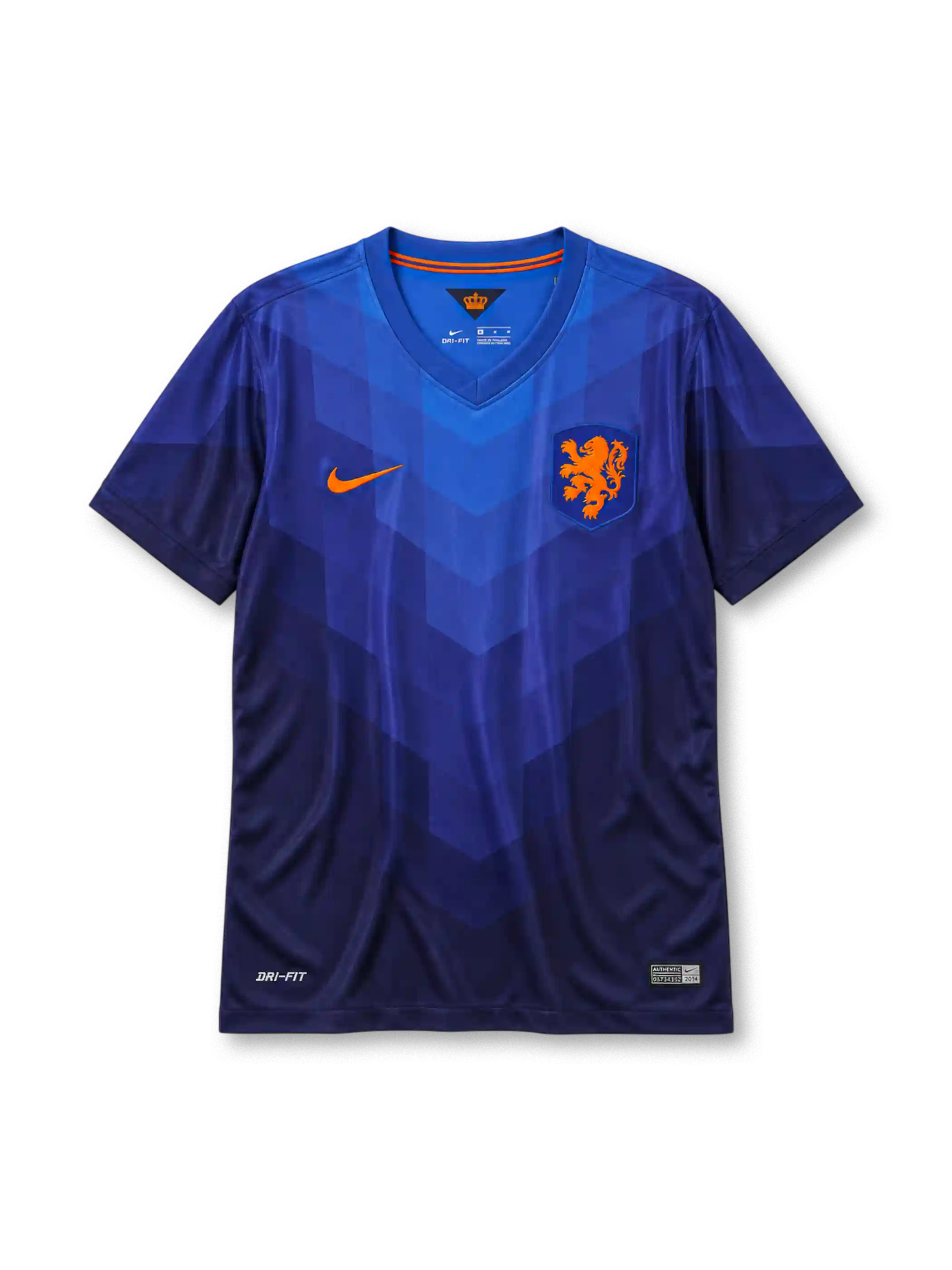 Netherlands 2014 away jersey Nike front view blue chevron pattern