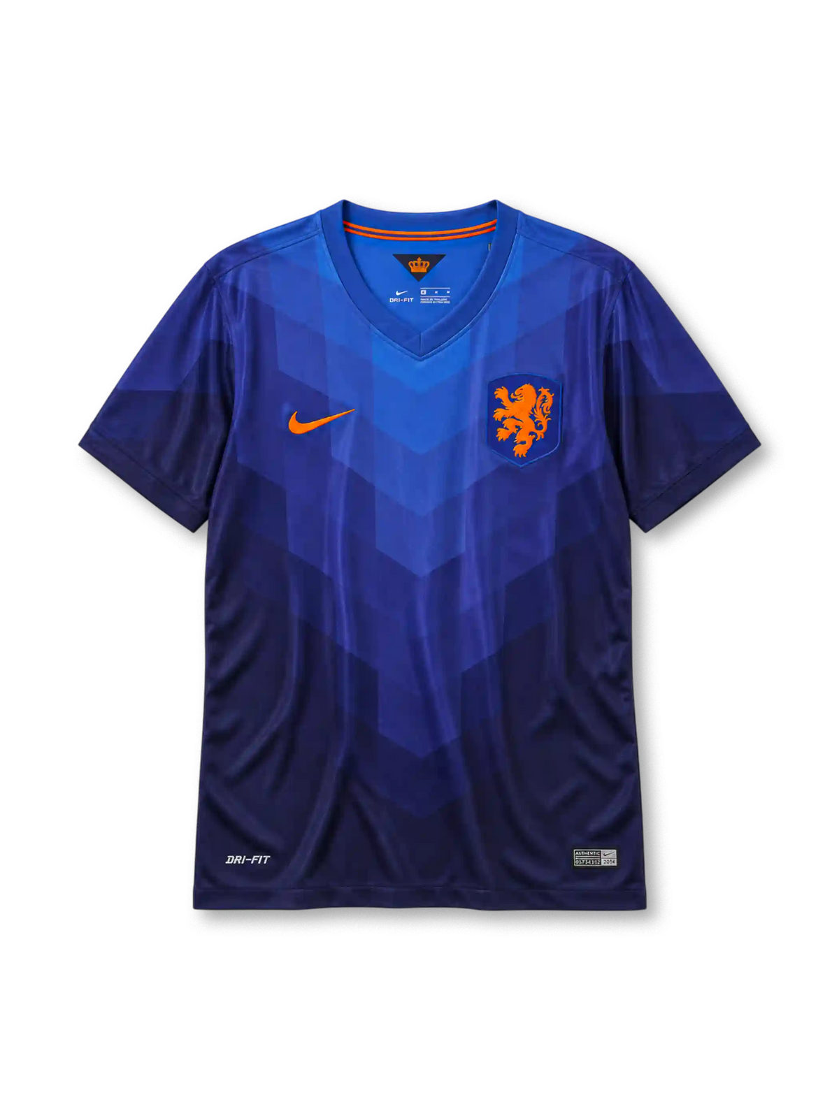 Netherlands 2014 away jersey Nike front view blue chevron pattern