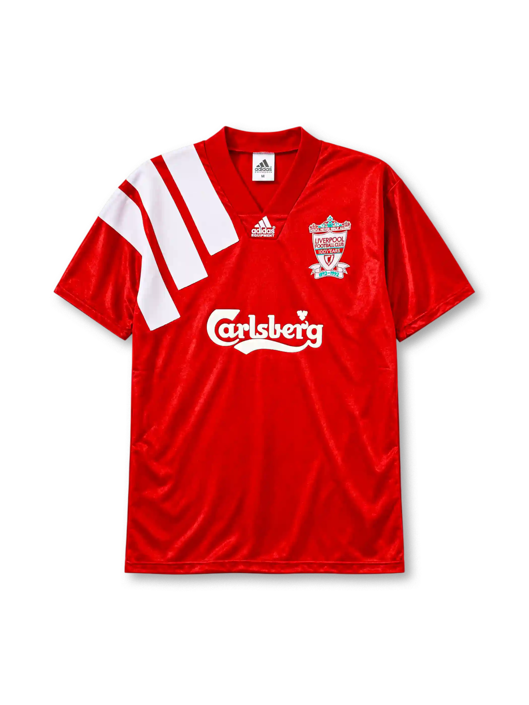 Liverpool 1992-93 home jersey adidas front view red centenary crest