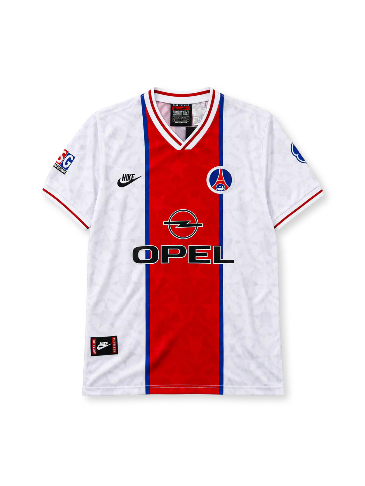 Paris Saint-Germain 1995-96 away jersey Nike front view white red panel