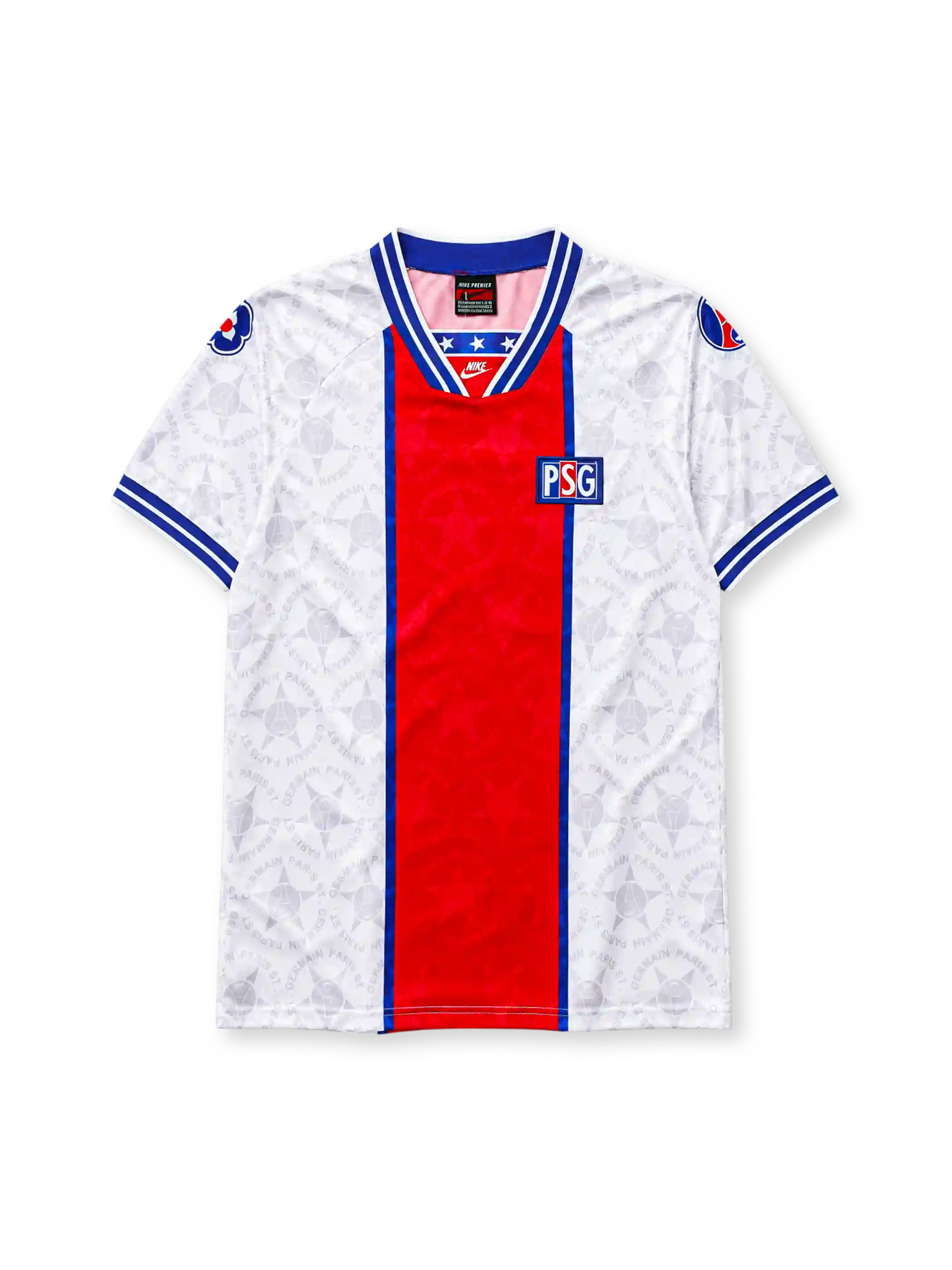 Paris Saint-Germain 1994-95 away jersey Nike front view white red panel