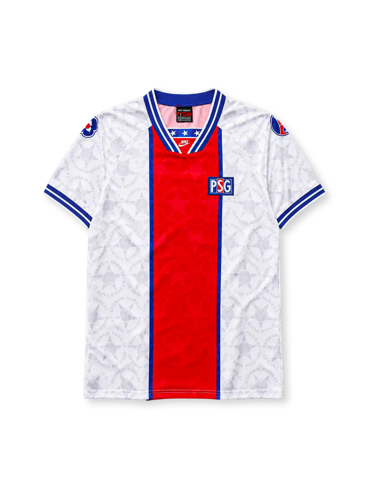 Paris Saint-Germain 1994-95 away jersey Nike front view white red panel
