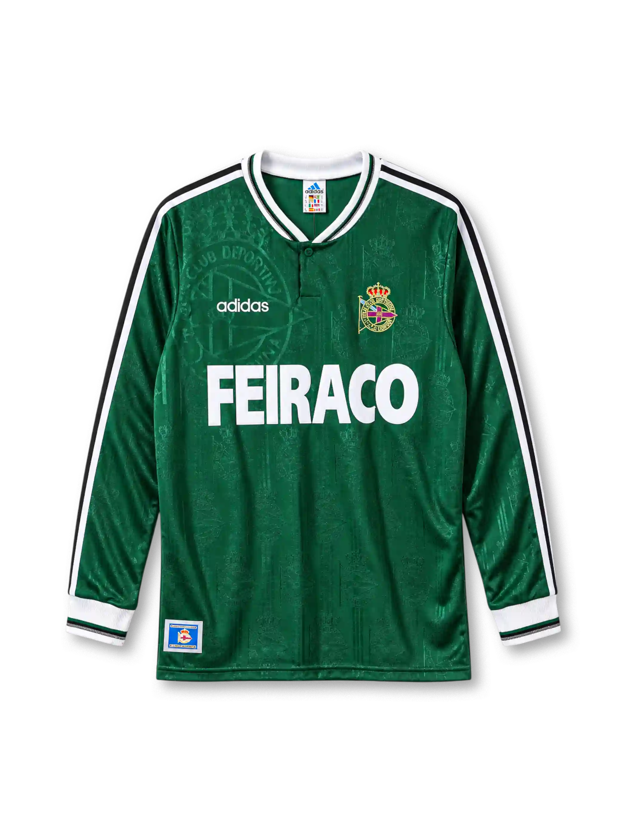 Deportivo La Coruna 1999-2000 away jersey adidas front view green sleeve stripes