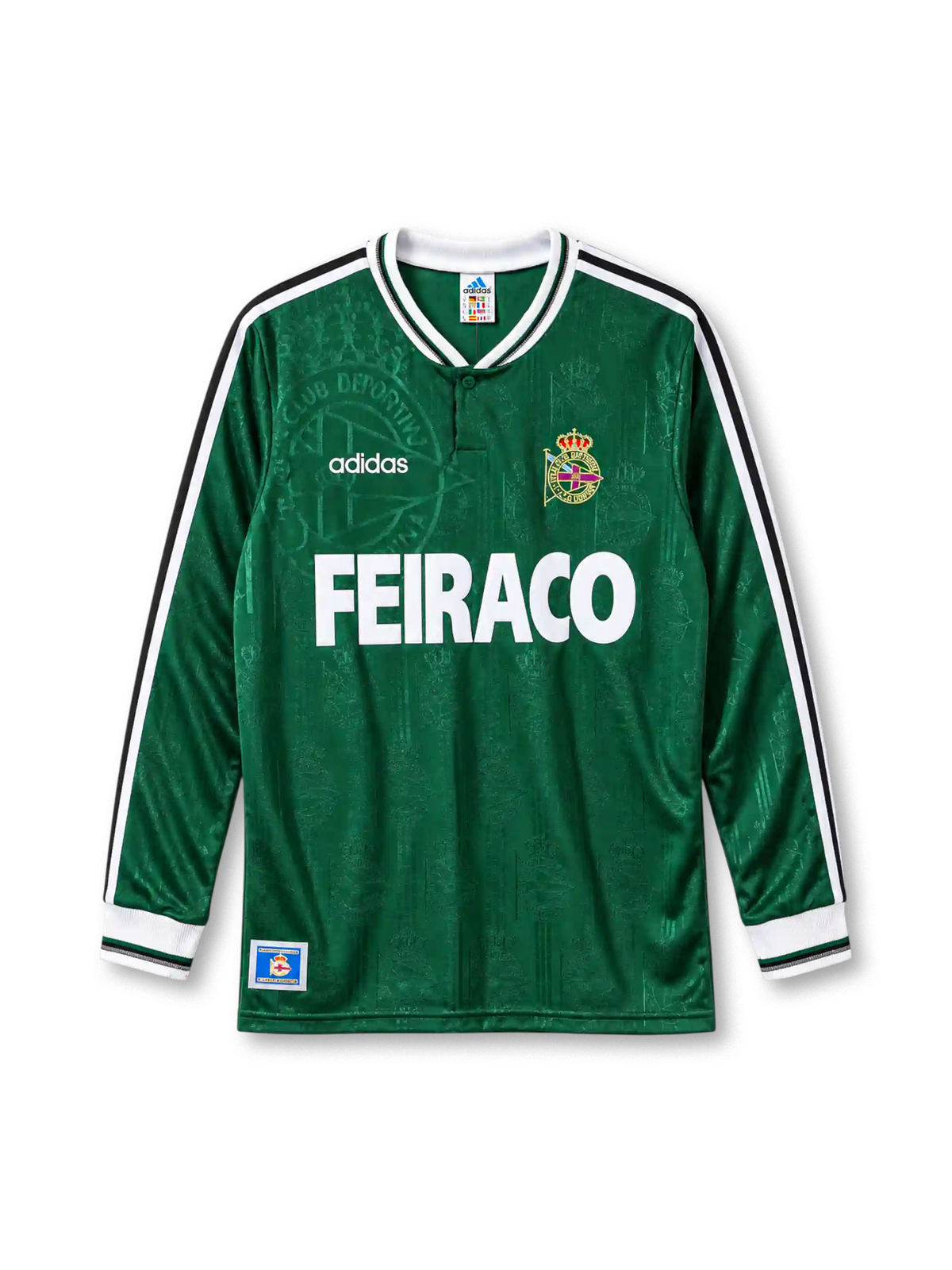 Deportivo La Coruna 1999-2000 away jersey adidas front view green sleeve stripes