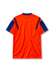 FC Barcelona 1991-92 away jersey Meyba front view orange blue sleeves