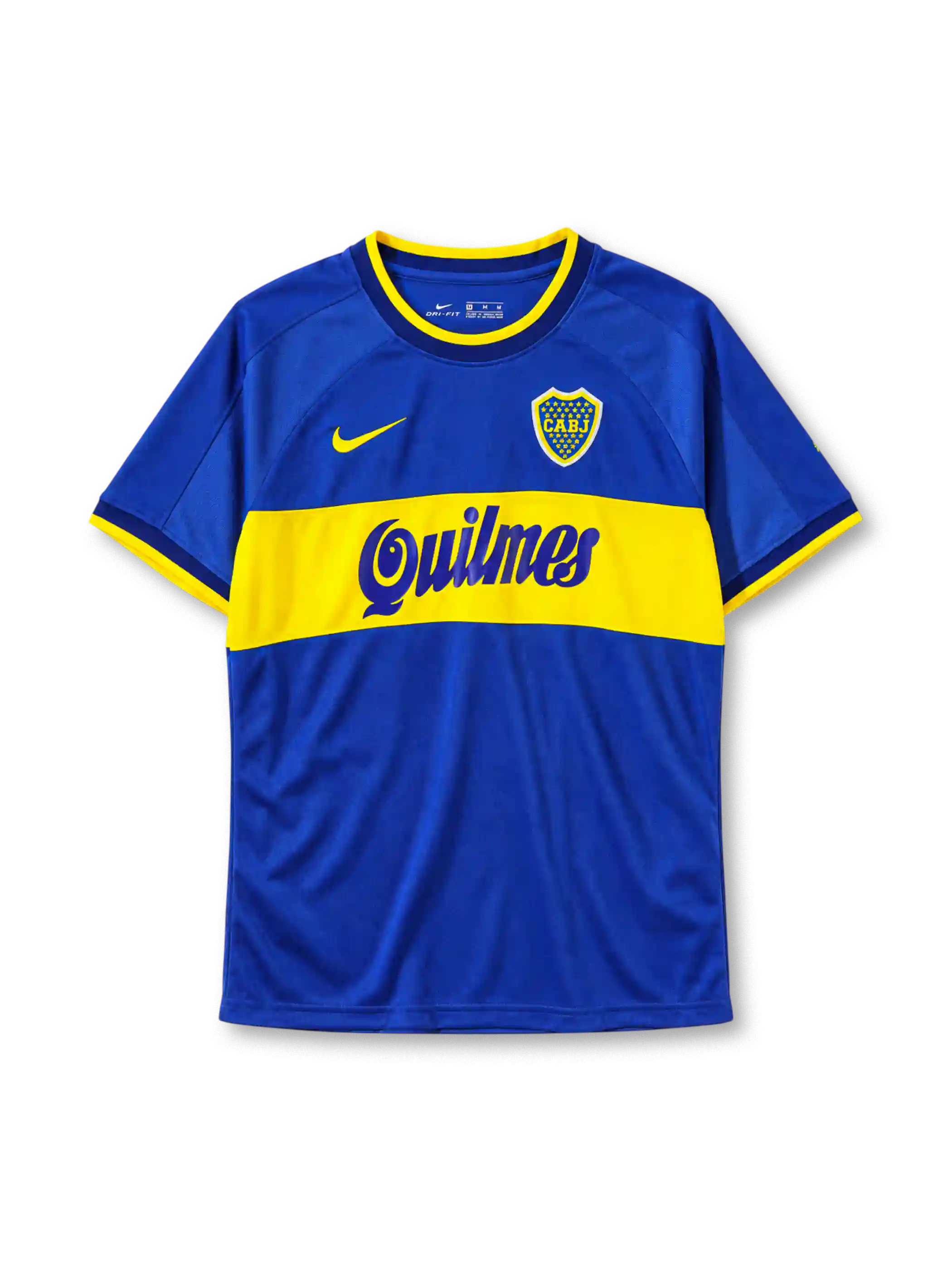 Boca Juniors 2000-01 home jersey Nike front view blue yellow Quilmes