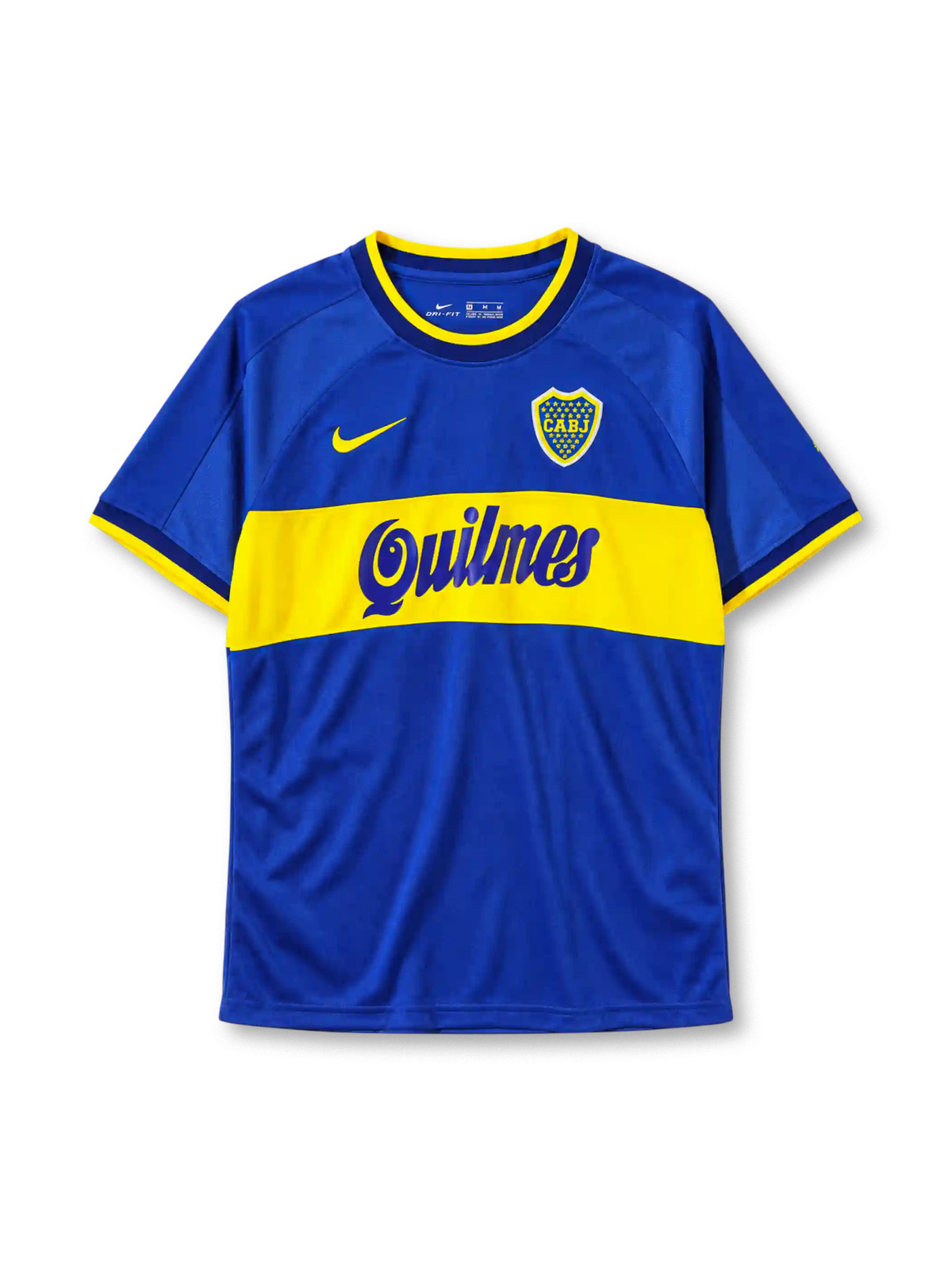 Boca Juniors 2000-01 home jersey Nike front view blue yellow Quilmes