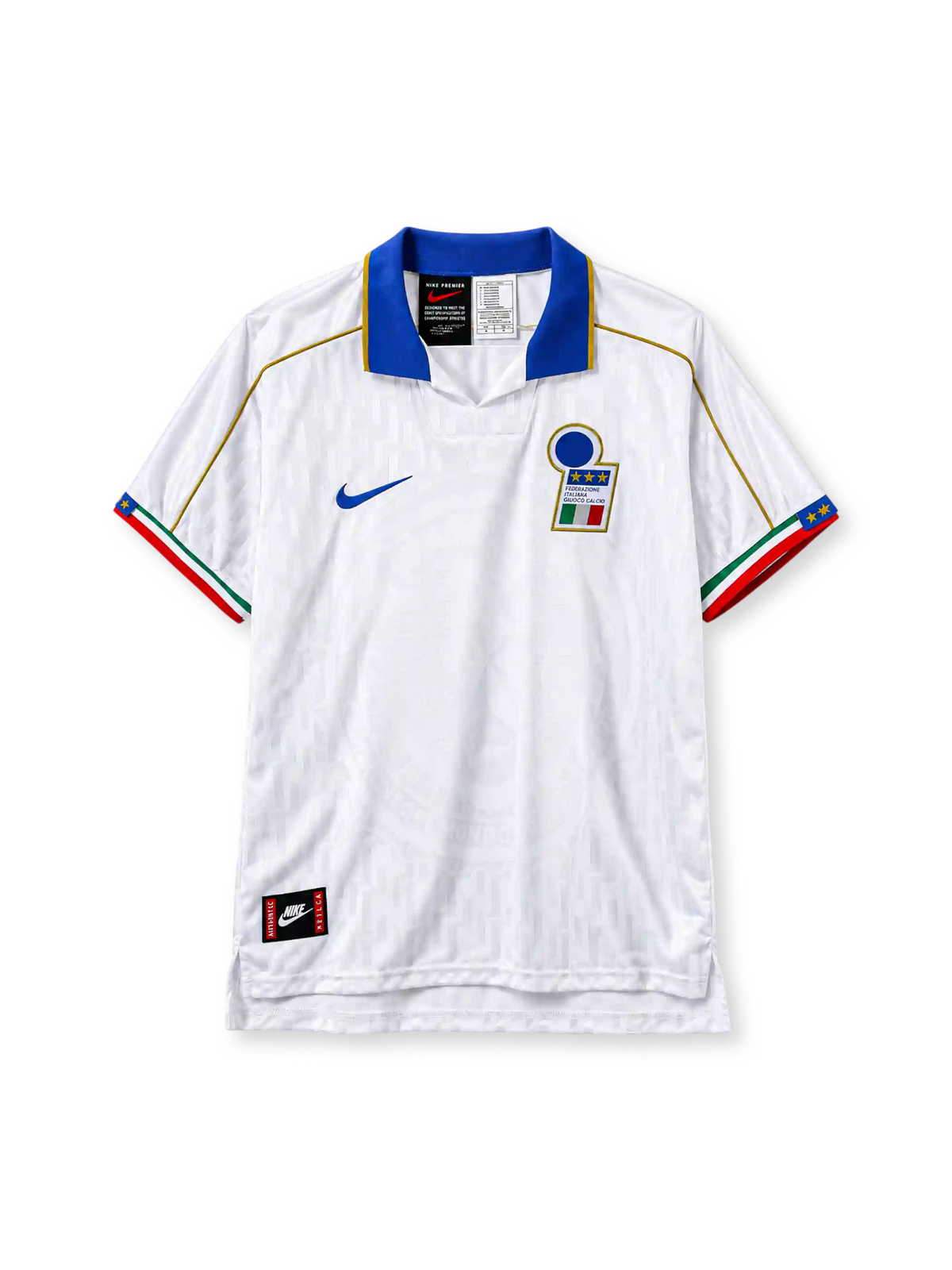 Italy 1995 away jersey Nike front view white blue collar