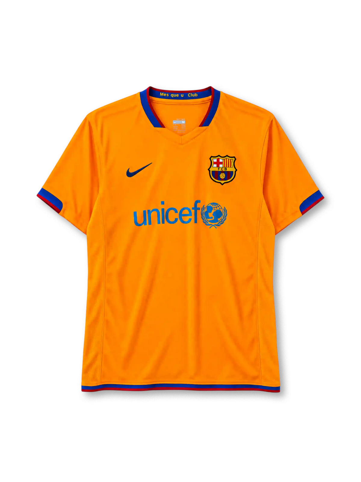 FC Barcelona 2006-07 away jersey Nike front view orange Unicef