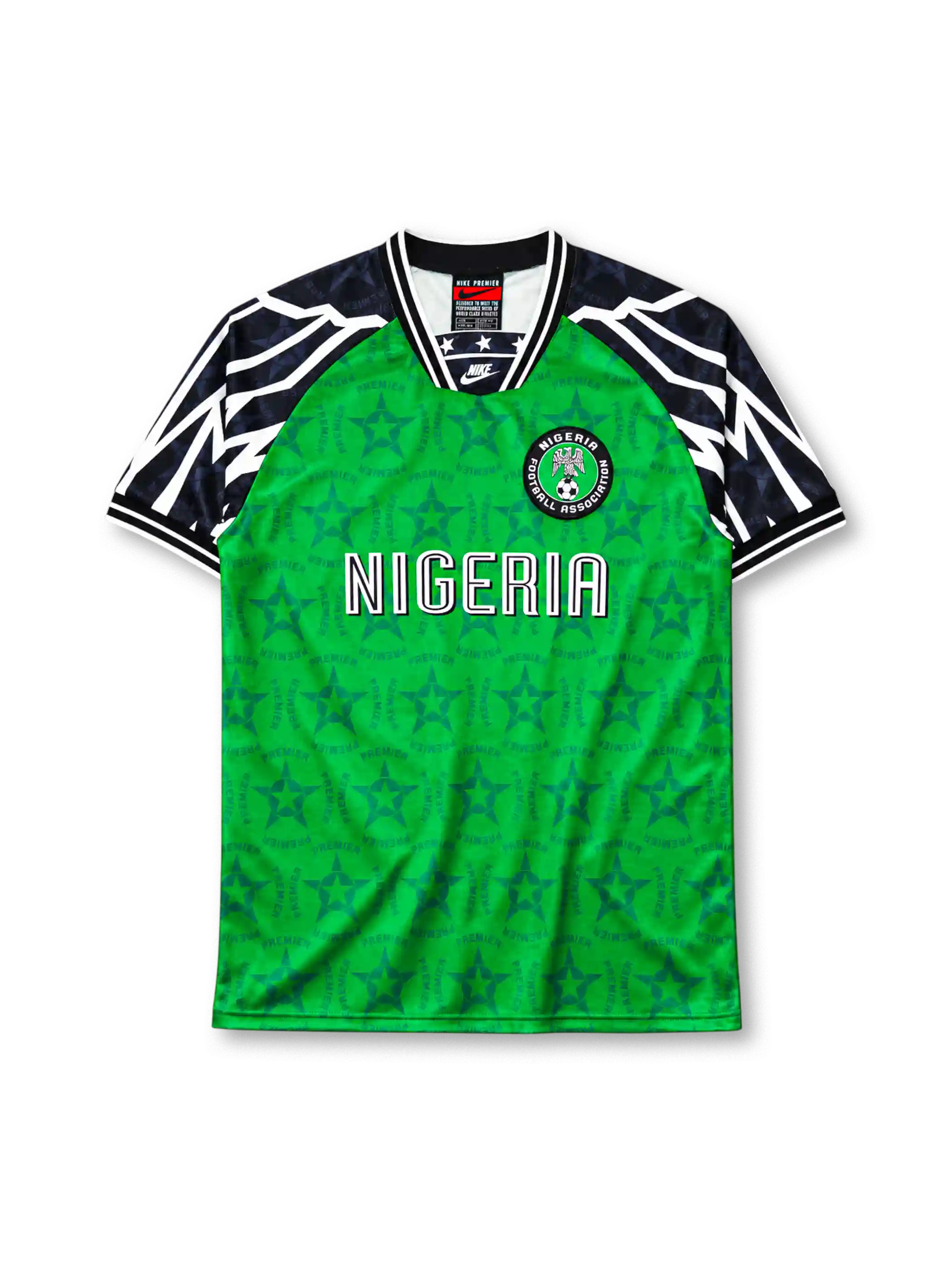 Nigeria 1994-95 home jersey Nike front view green geometric sleeves