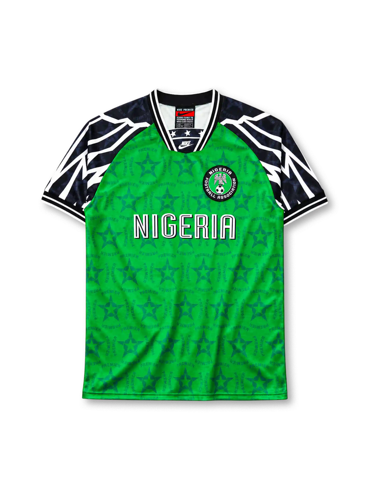 Nigeria 1994-95 home jersey Nike front view green geometric sleeves