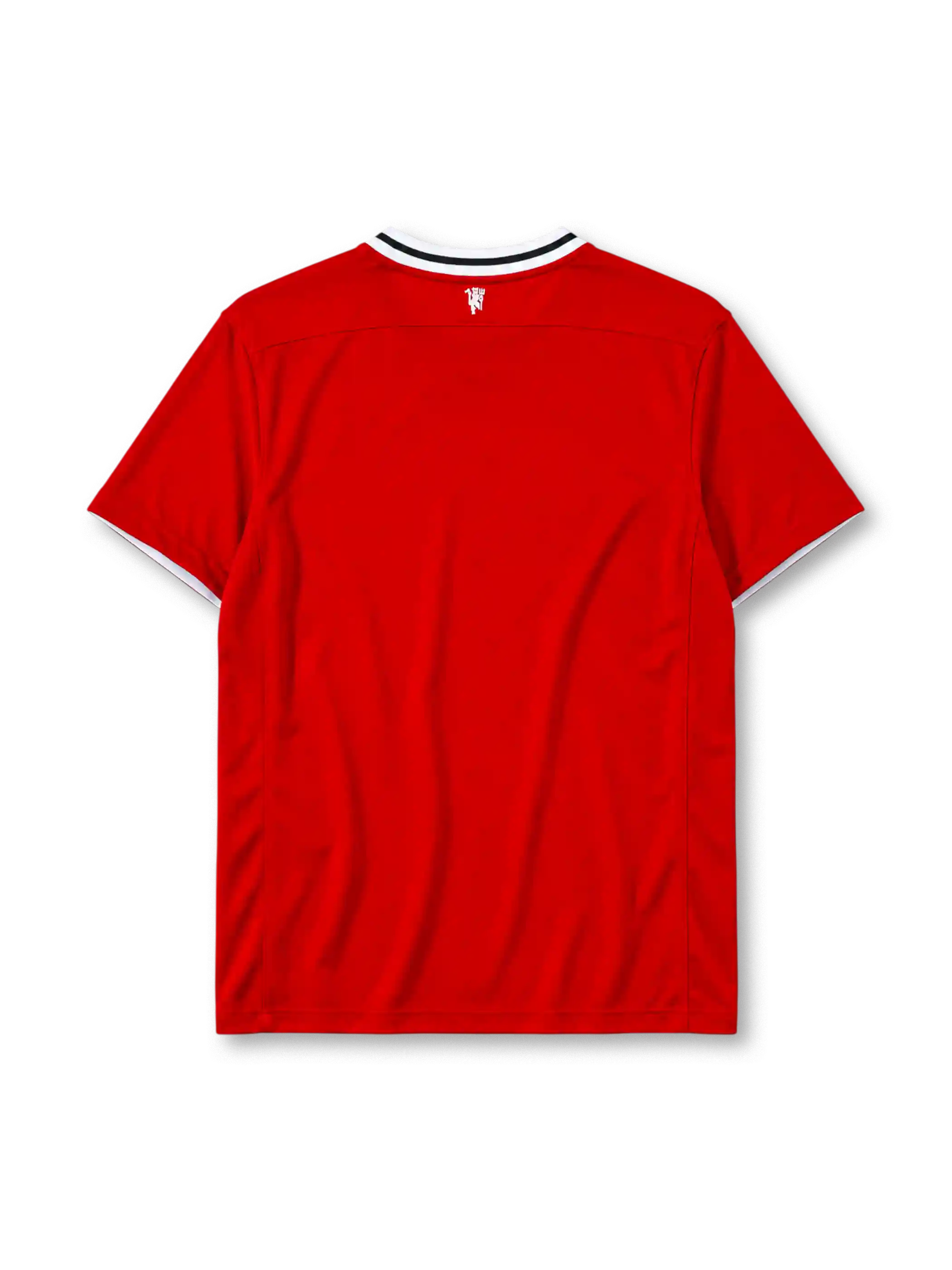 Manchester United 2011-12 home jersey in red with AON sponsor and striped ringer collar